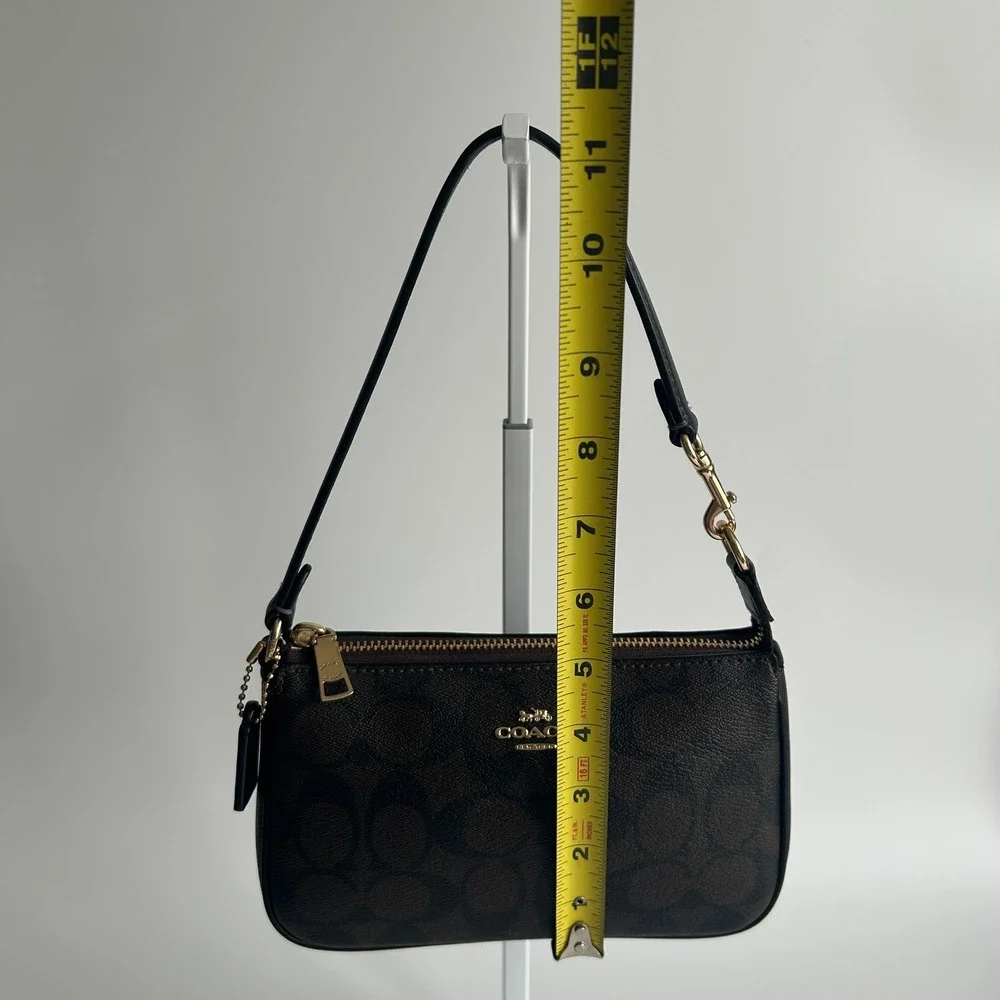 Coach Nolita 19 Brown Signature Canvas Leather Shoulder Bag Excellent